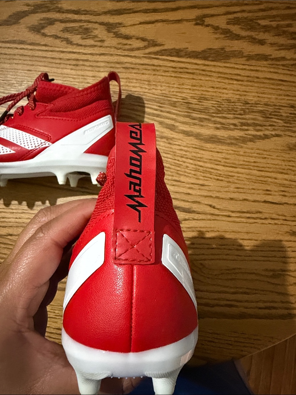 Adidas AdiZero Patrick Mahomes Kids Red and White Football Cleats - Picture 6 of 12